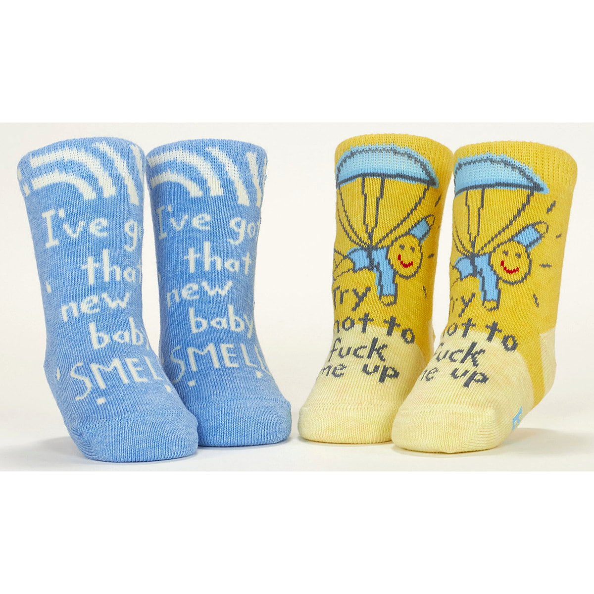 Baby Smell/Don't Fuck Me Up - Organic Baby Socks - set of 2 - Blue Q
