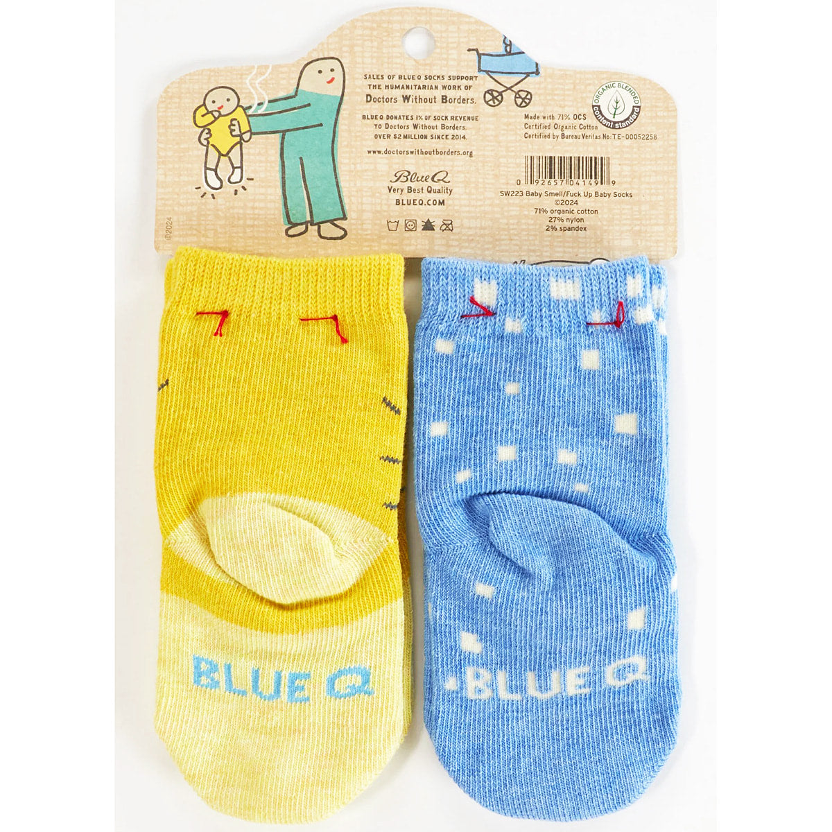 Baby Smell/Don't Fuck Me Up - Organic Baby Socks - set of 2 - Blue Q