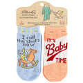 Call the Shots/It's Baby Time- Organic Baby Socks - set of 2 - Blue Q