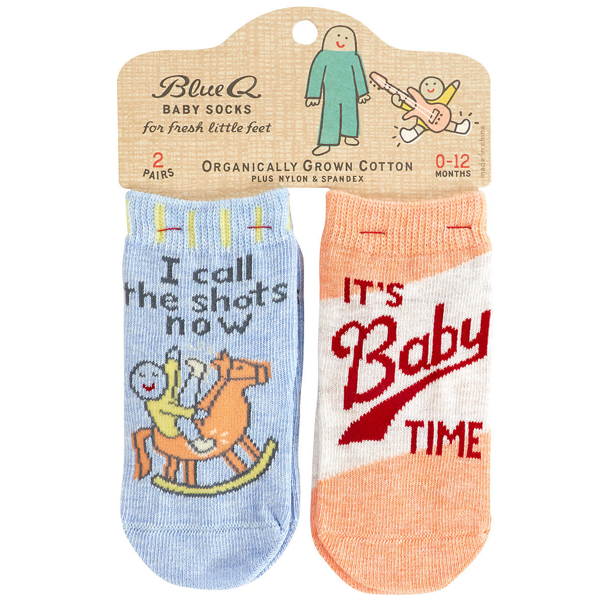 Call the Shots/It's Baby Time- Organic Baby Socks - set of 2 - Blue Q