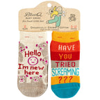 New Here/Screaming - Organic Baby Socks - set of 2 - Blue Q