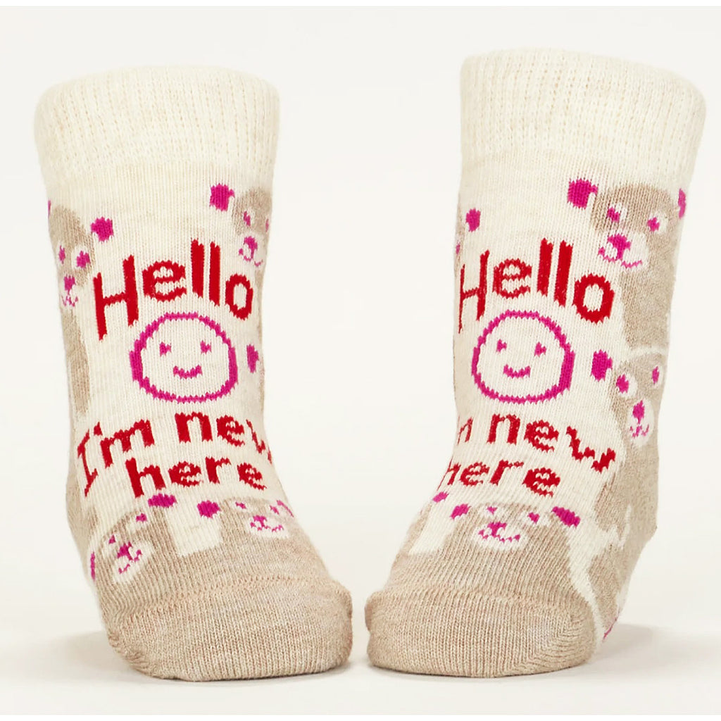 New Here/Screaming - Organic Baby Socks - set of 2 - Blue Q