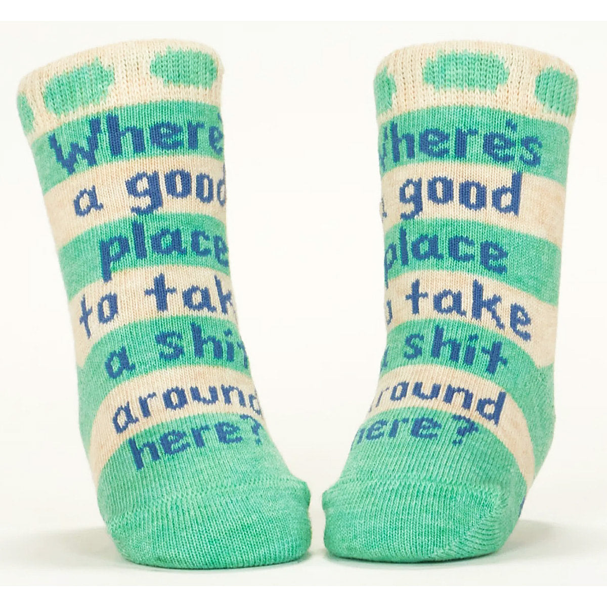 Save World/Take a Shit - Organic Baby Socks - set of 2 - Blue Q