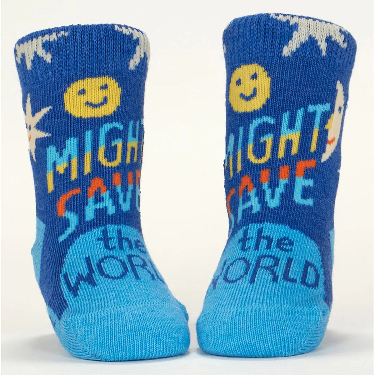 Save World/Take a Shit - Organic Baby Socks - set of 2 - Blue Q