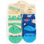Save World/Take a Shit - Organic Baby Socks - set of 2 - Blue Q