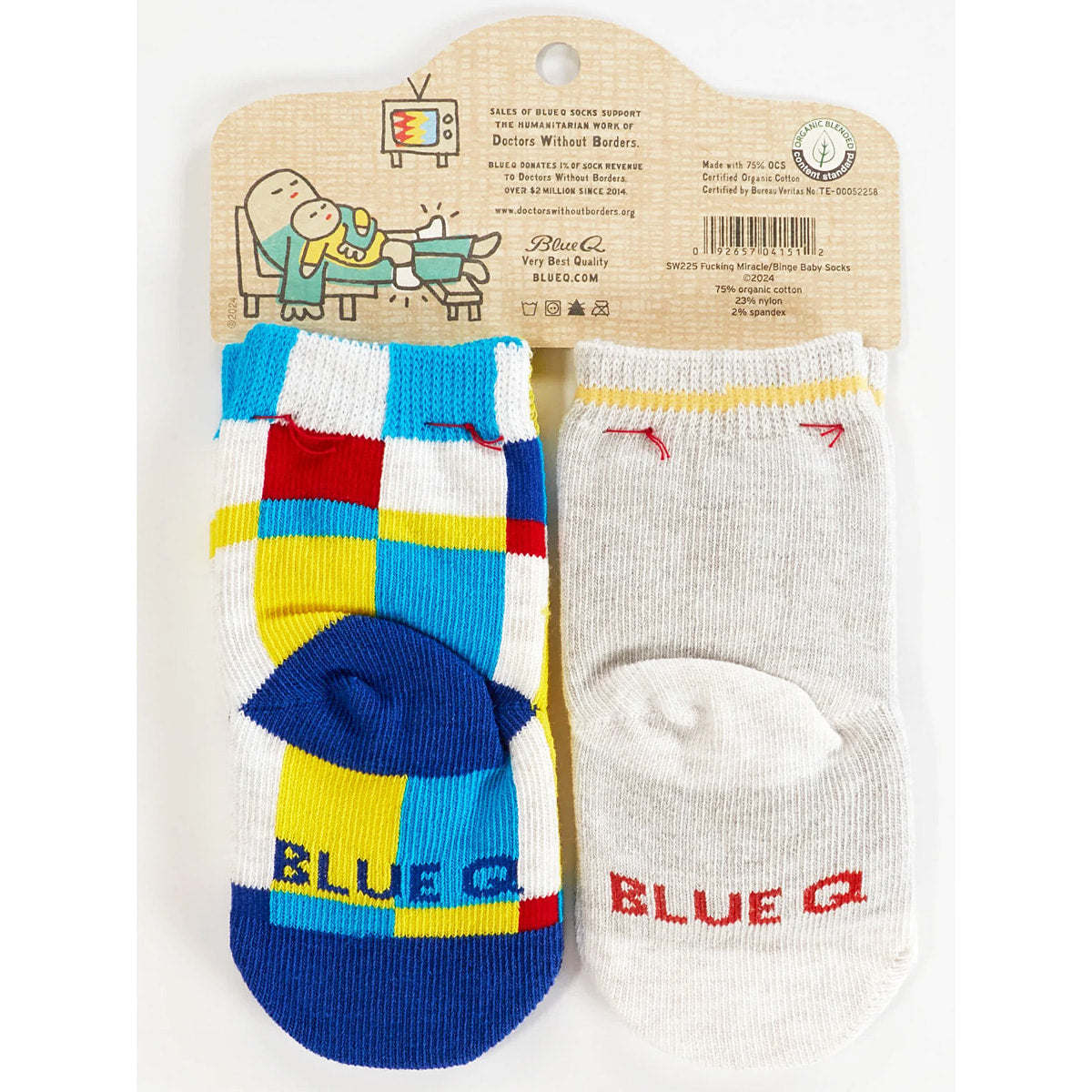 Miracle/Binge Watch - Organic Baby Socks - set of 2 - Blue Q