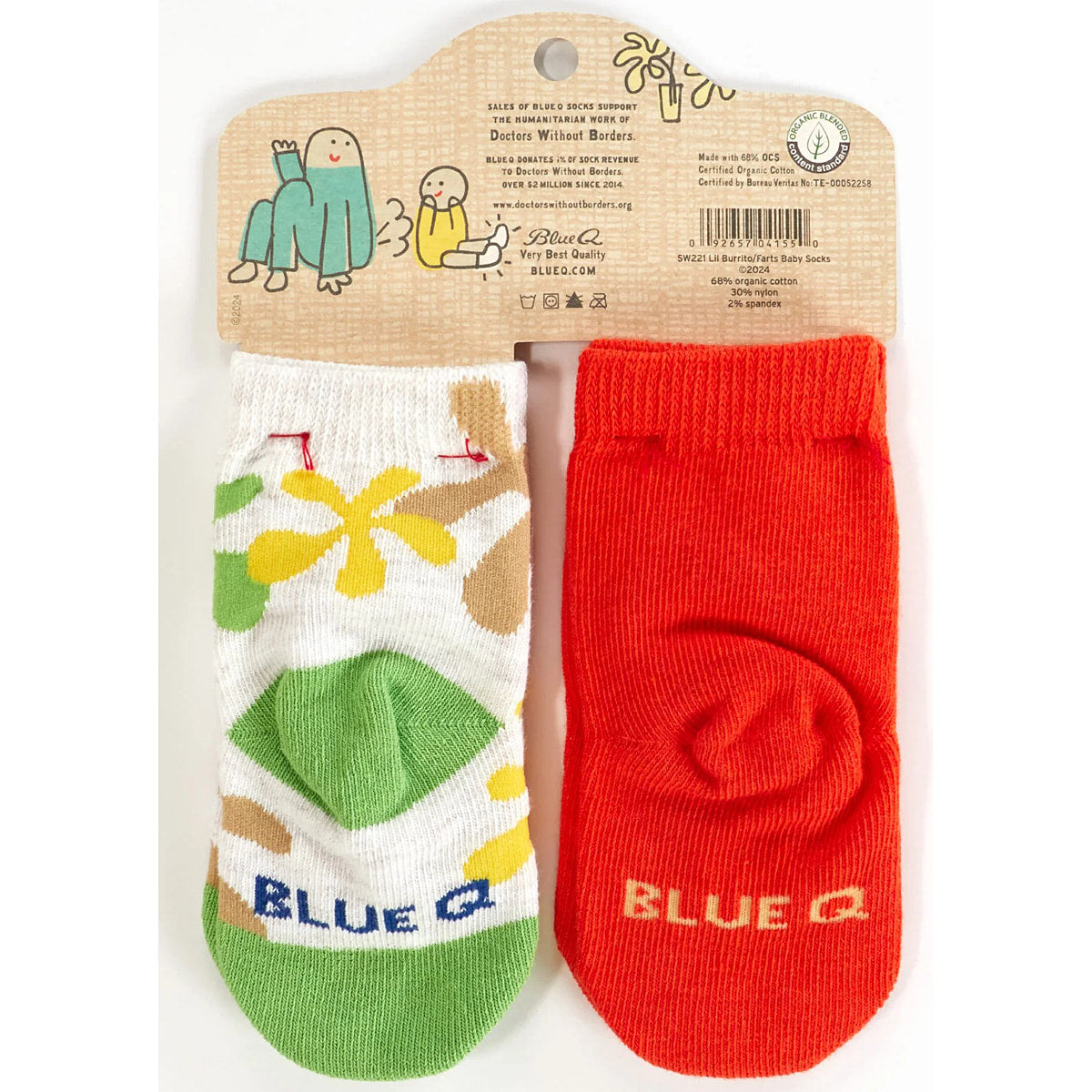 Little Burrito/Farts - Organic Baby Socks - set of 2 - Blue Q