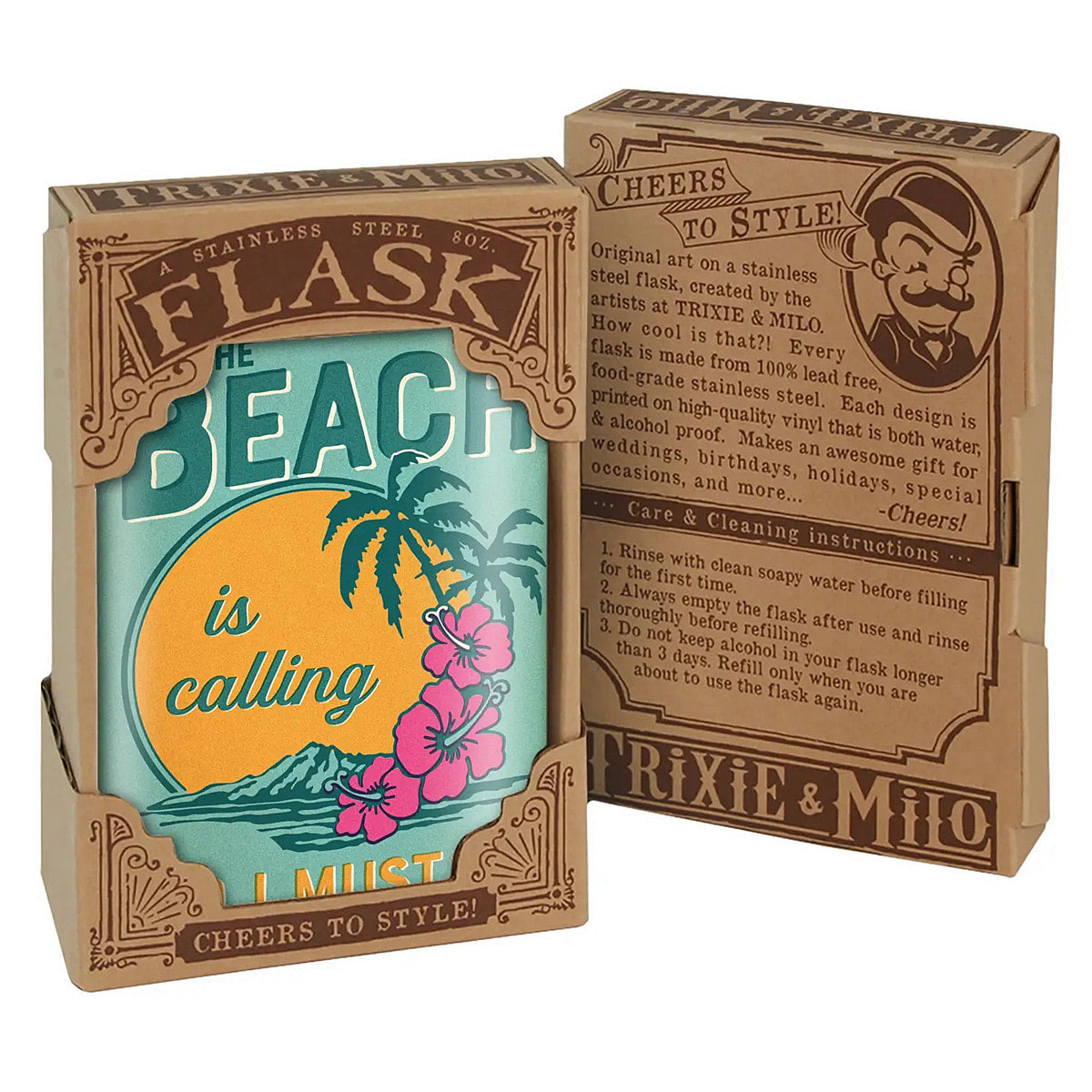 The Beach is Calling lead free flask by Lucky Jack fka Trixie and Milo