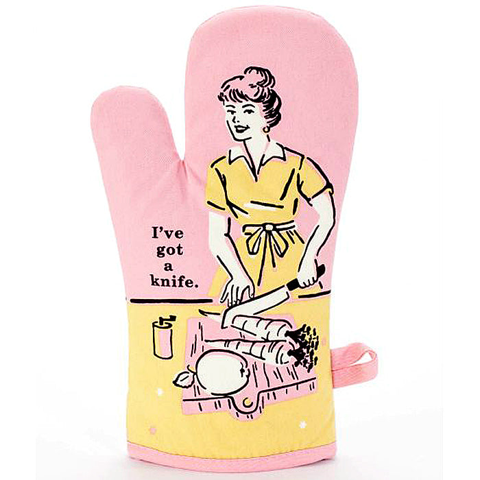 I've got a knife Blue Q Cotton Oven Mitts