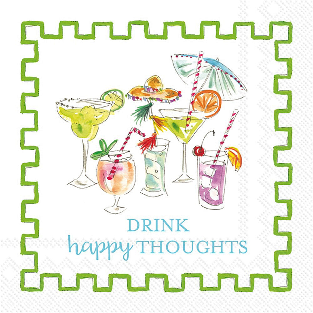 Drink Happy Thoughts by Rosanne Beck - Cocktail Napkins
