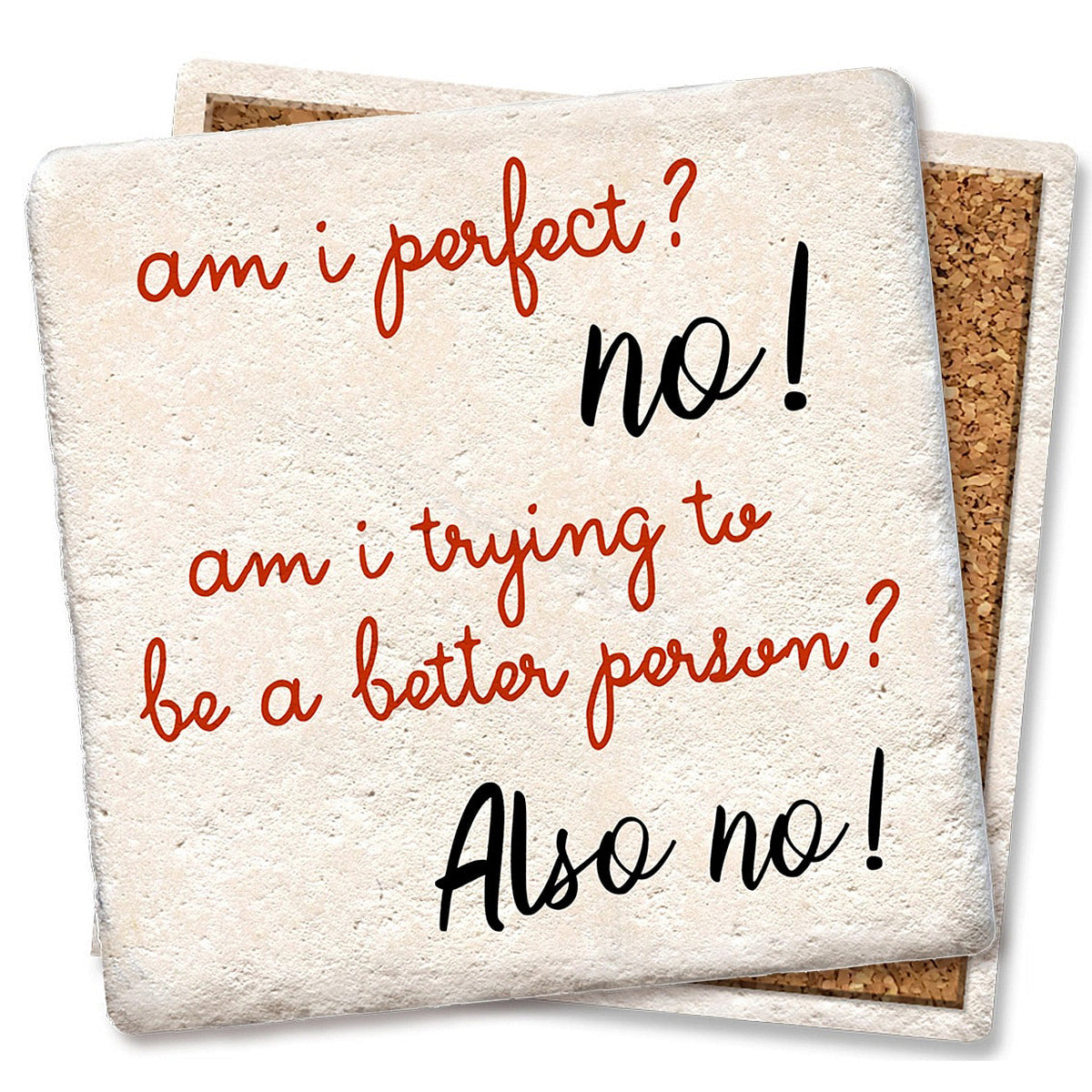 Am I perfect? Limestone Coaster by Tipsy