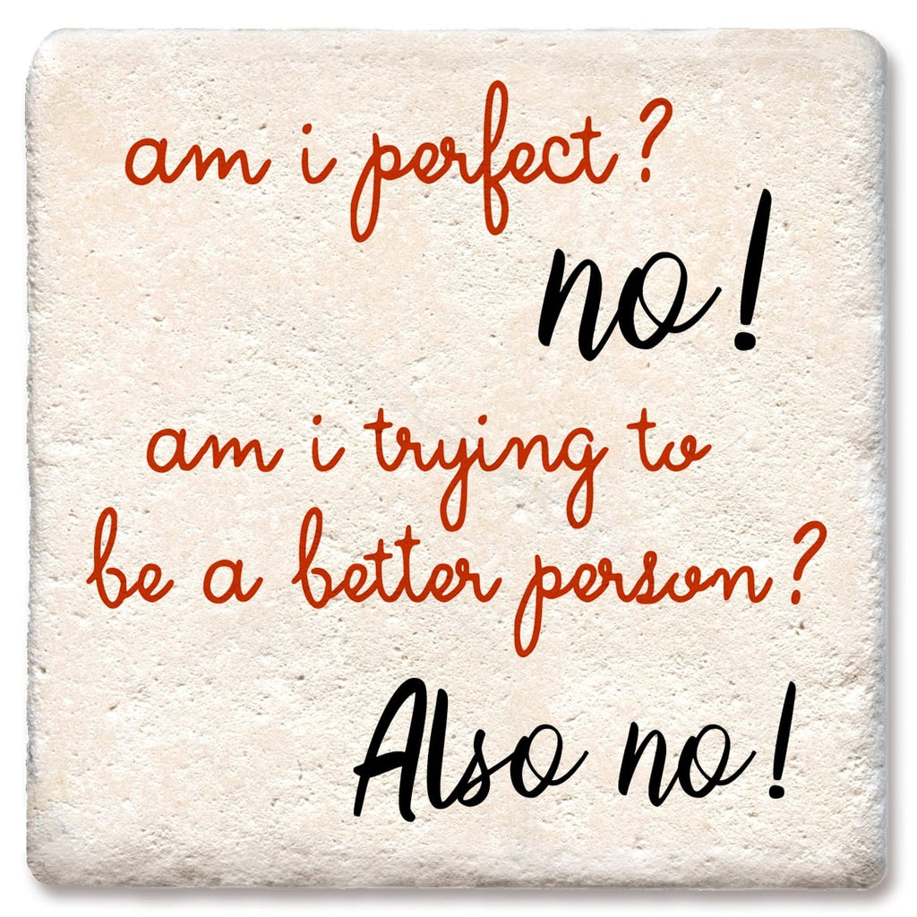 Am I perfect? Limestone Coaster by Tipsy
