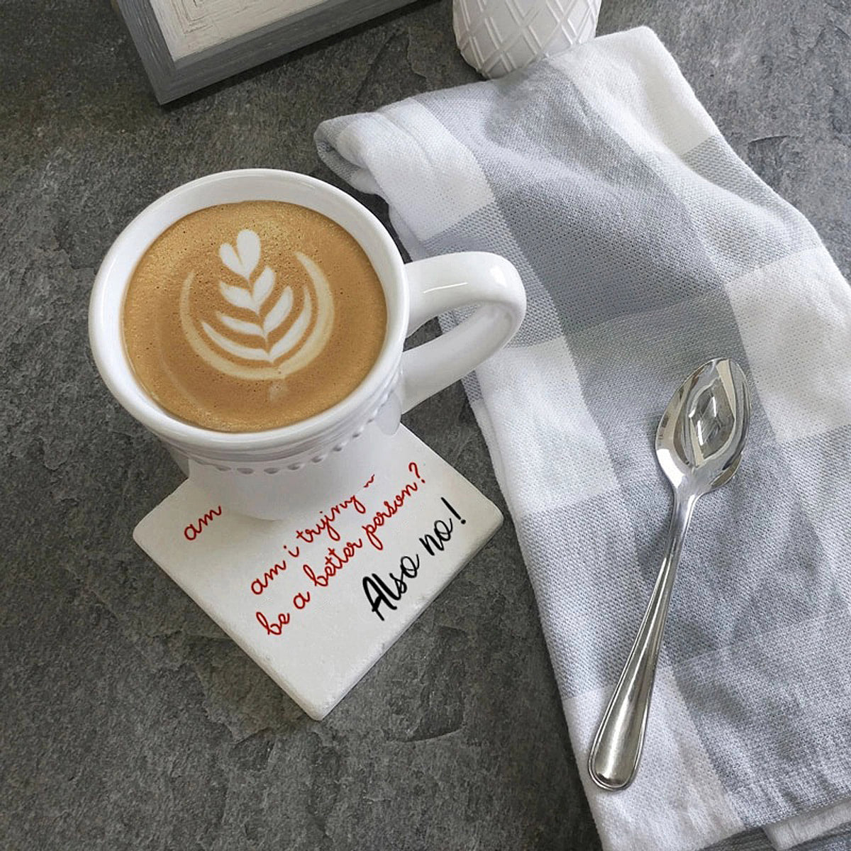 Am I perfect? Limestone Coaster by Tipsy
