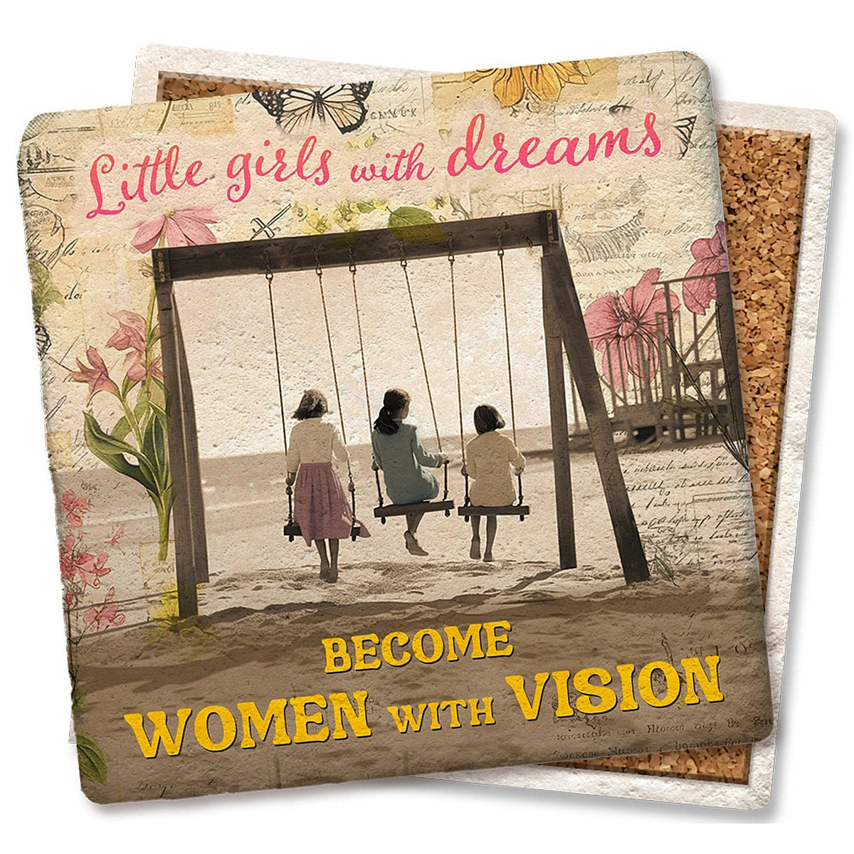 Little Girls With Dreams Limestone Coaster by Tipsy