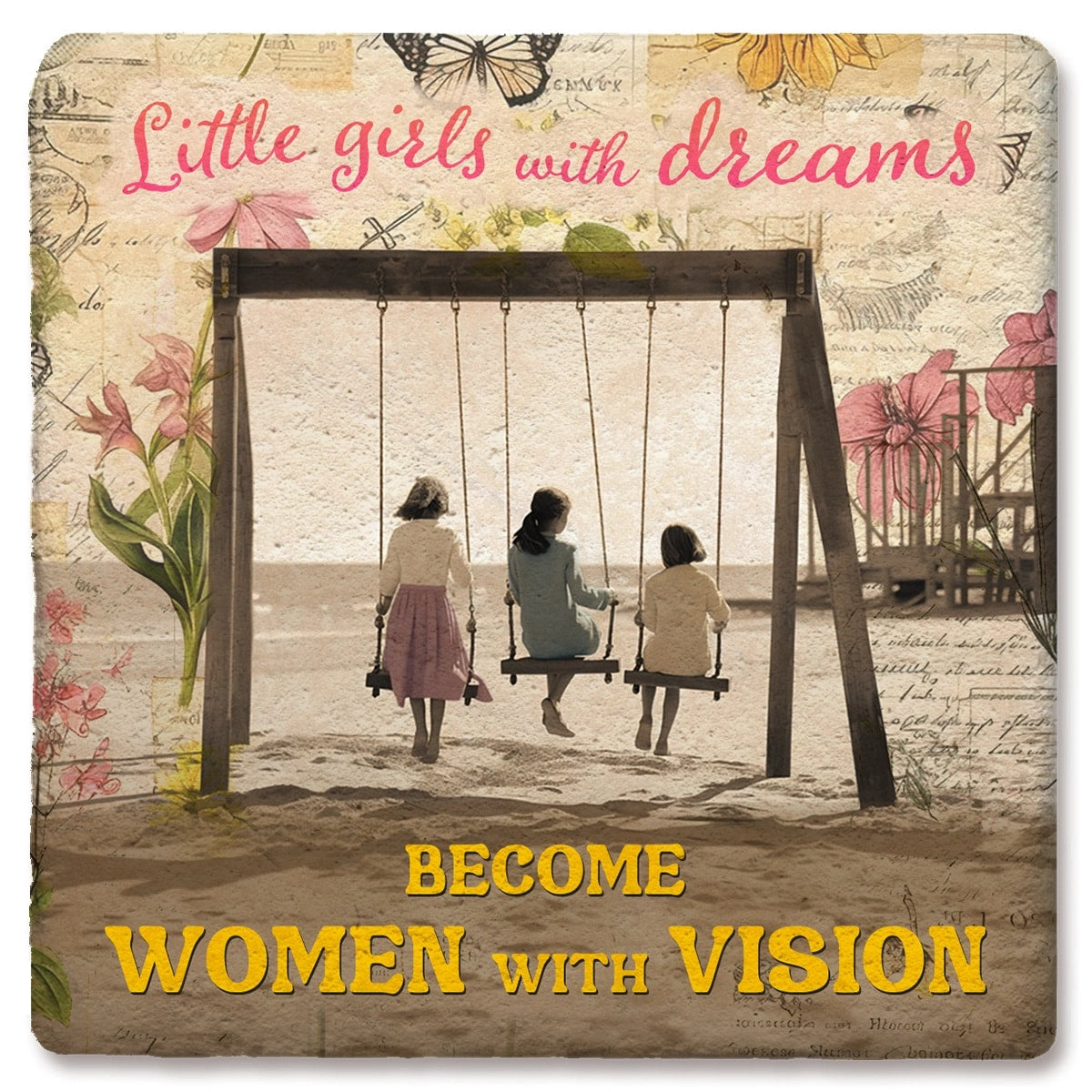 Little Girls With Dreams Limestone Coaster by Tipsy