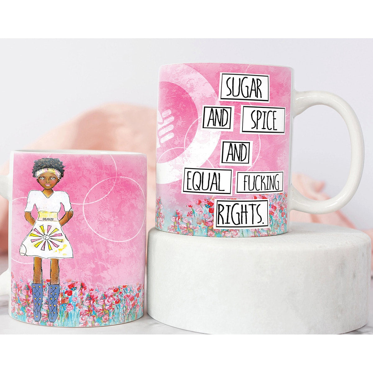 Sugar Spice feminist artist design ceramic 15 ounce mug