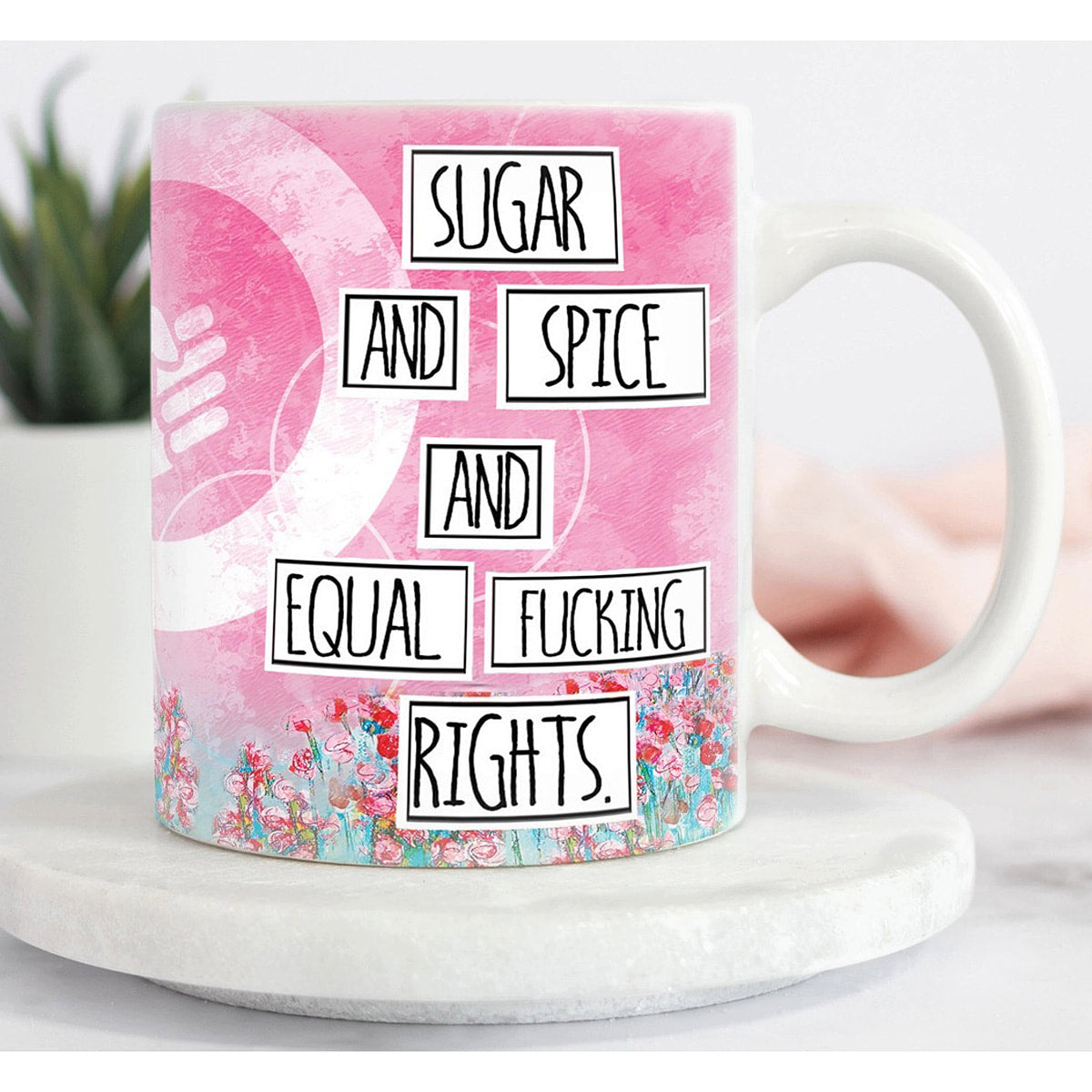 Sugar Spice feminist artist design ceramic 15 ounce mug