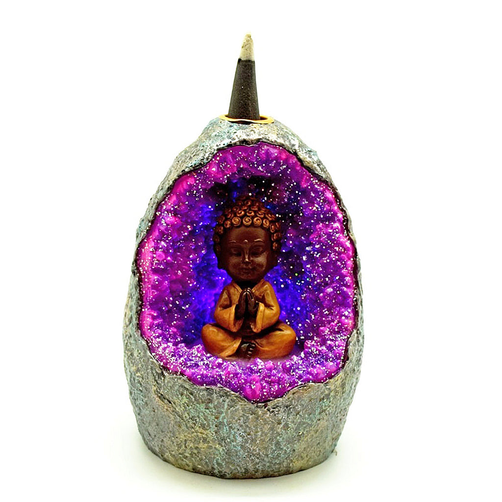 Fantasy Gifts Buddha in Crystal LED Light Cave Backflow Incense Burner - JJ
