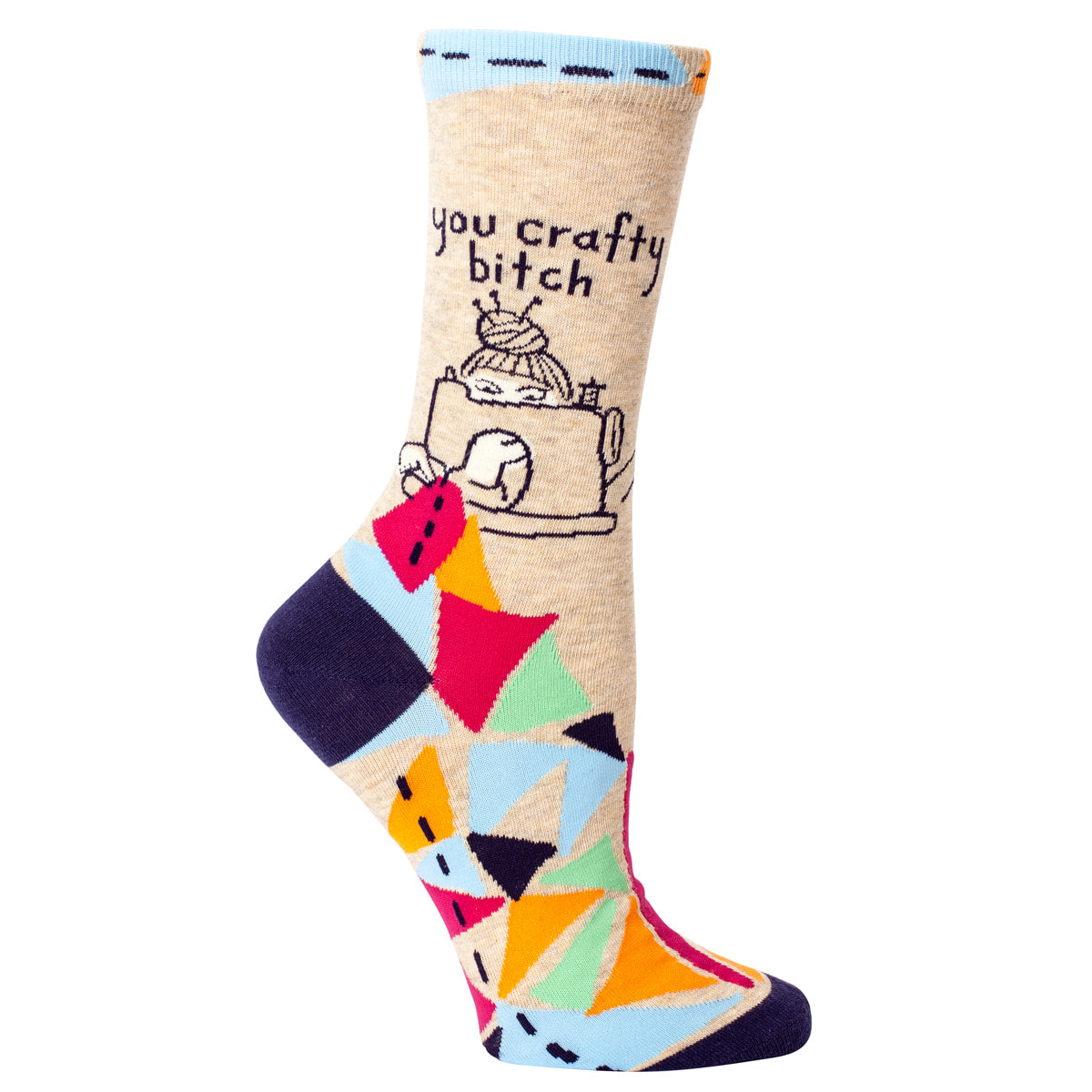 SALE:  Women's Crew Socks -  You Crafty bitch  - Blue Q