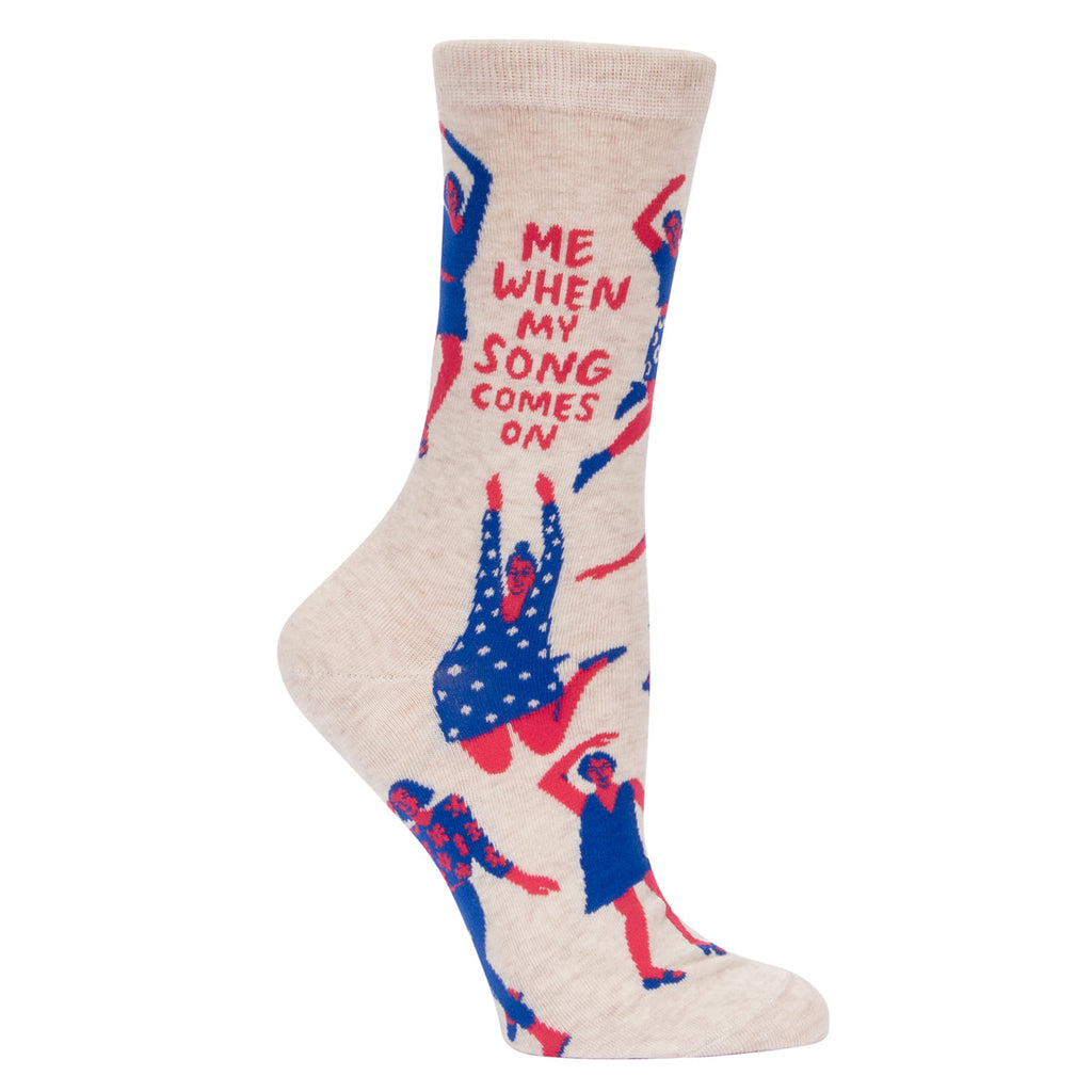 SALE:  Blue Q Women's Crew Socks - Me When My Song Comes On