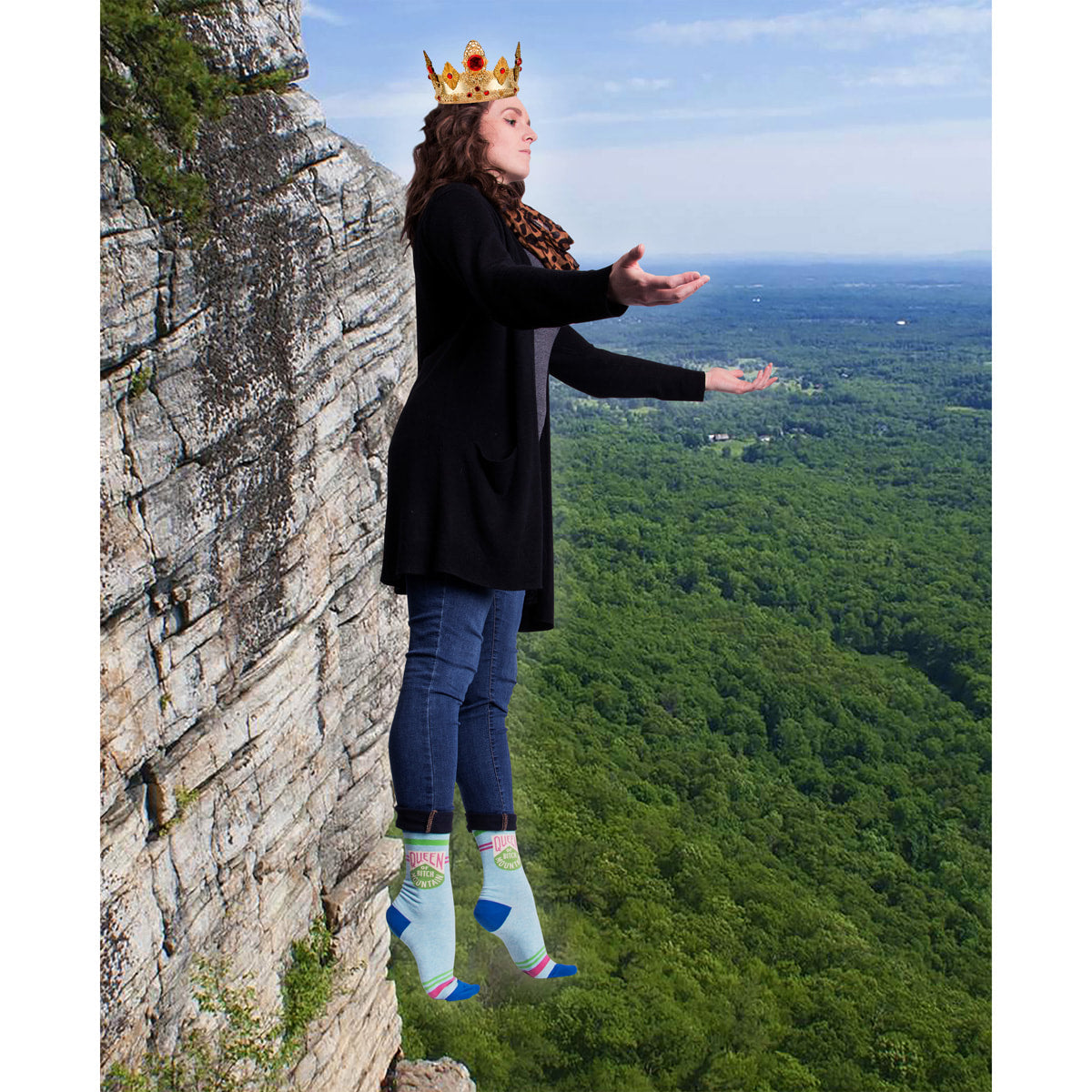 Blue Q Women's Crew Sock Queen of Bitch Mountain