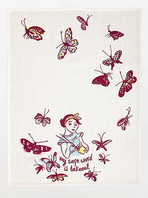 Blue Q Kitchen Towel - Screen Printed Cotton Kitchen Towel - My Safe Word is Takeout