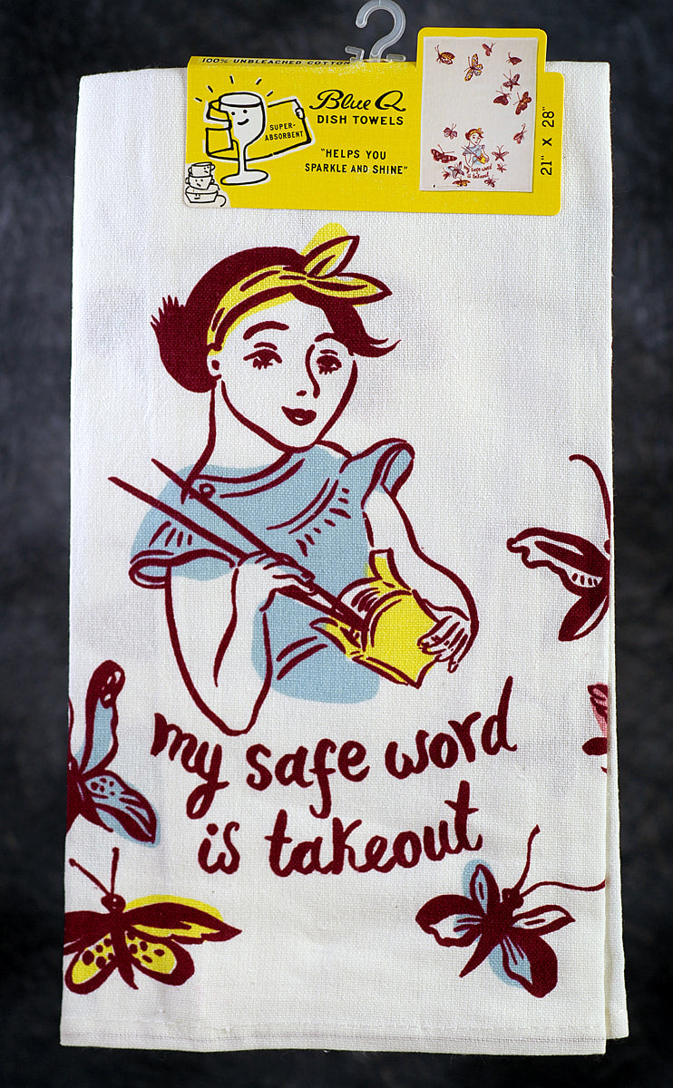 Blue Q Kitchen Towel - Screen Printed Cotton Kitchen Towel - My Safe Word is Takeout