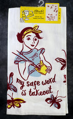 Blue Q Kitchen Towel - Screen Printed Cotton Kitchen Towel - My Safe Word is Takeout