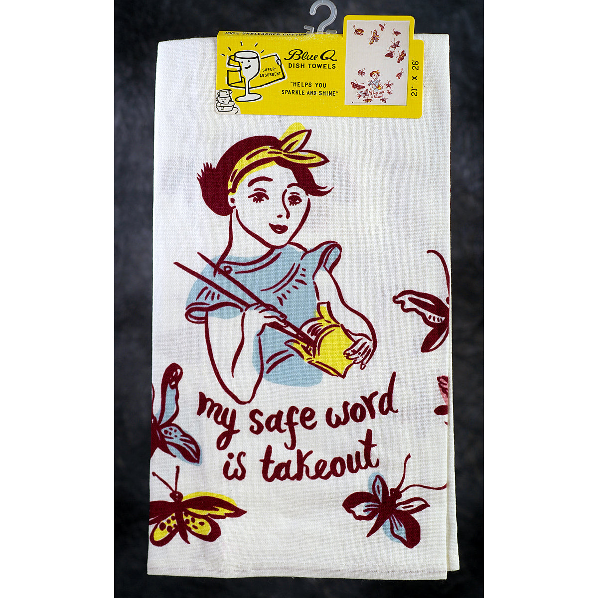 Blue Q Kitchen Towel - Screen Printed Cotton Kitchen Towel - My Safe Word is Takeout