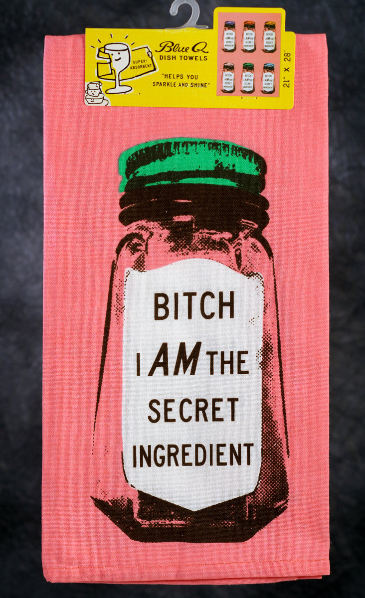 Blue Q Kitchen Towel - Screen Printed Cotton Kitchen Towel - Bitch I AM the Secret Ingredient