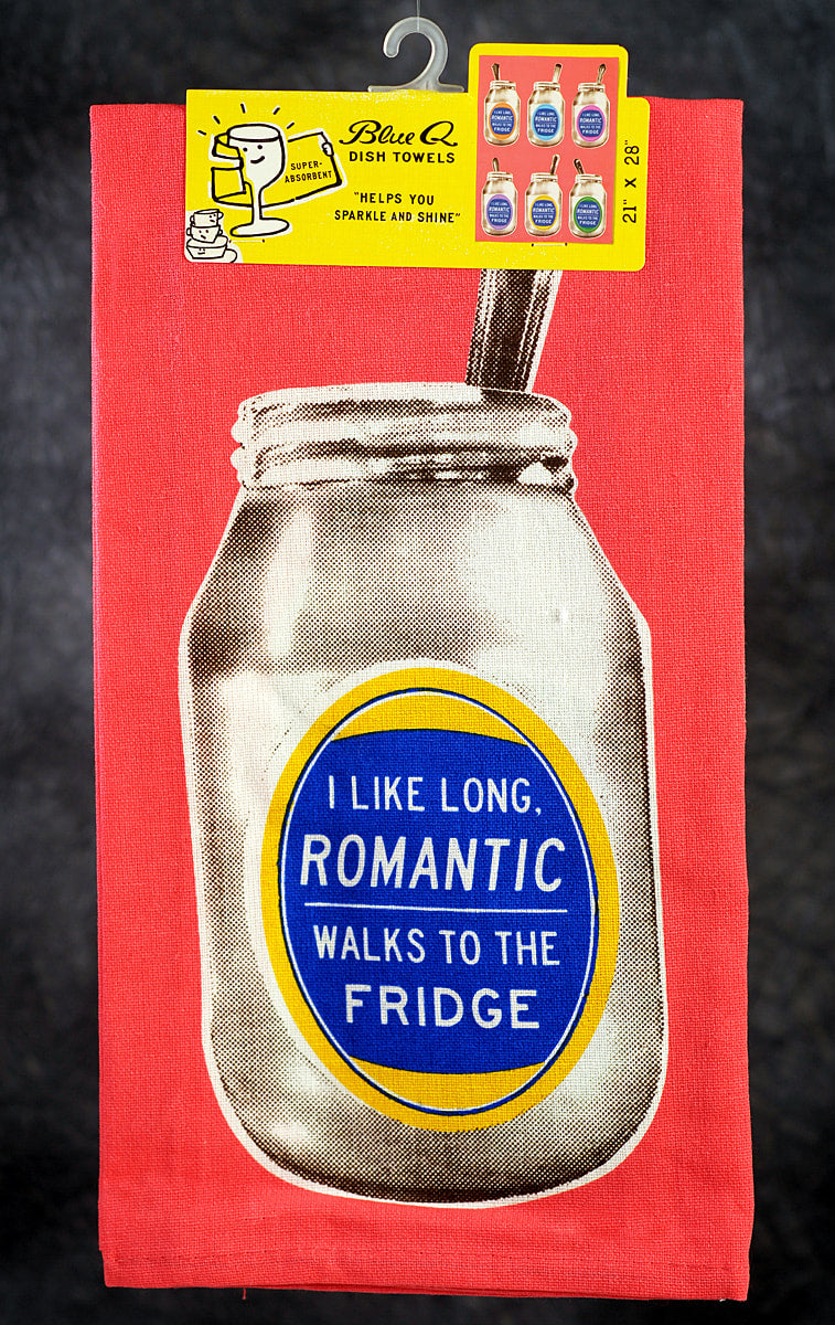 Blue Q Kitchen Towel - Screen Printed Cotton Kitchen Towel -Romantic Walks to Fridge