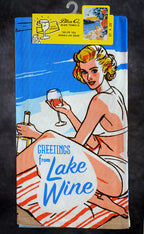 Blue Q Kitchen Towel - Screen Printed Cotton Kitchen Towel - Greetings From Lake Wine