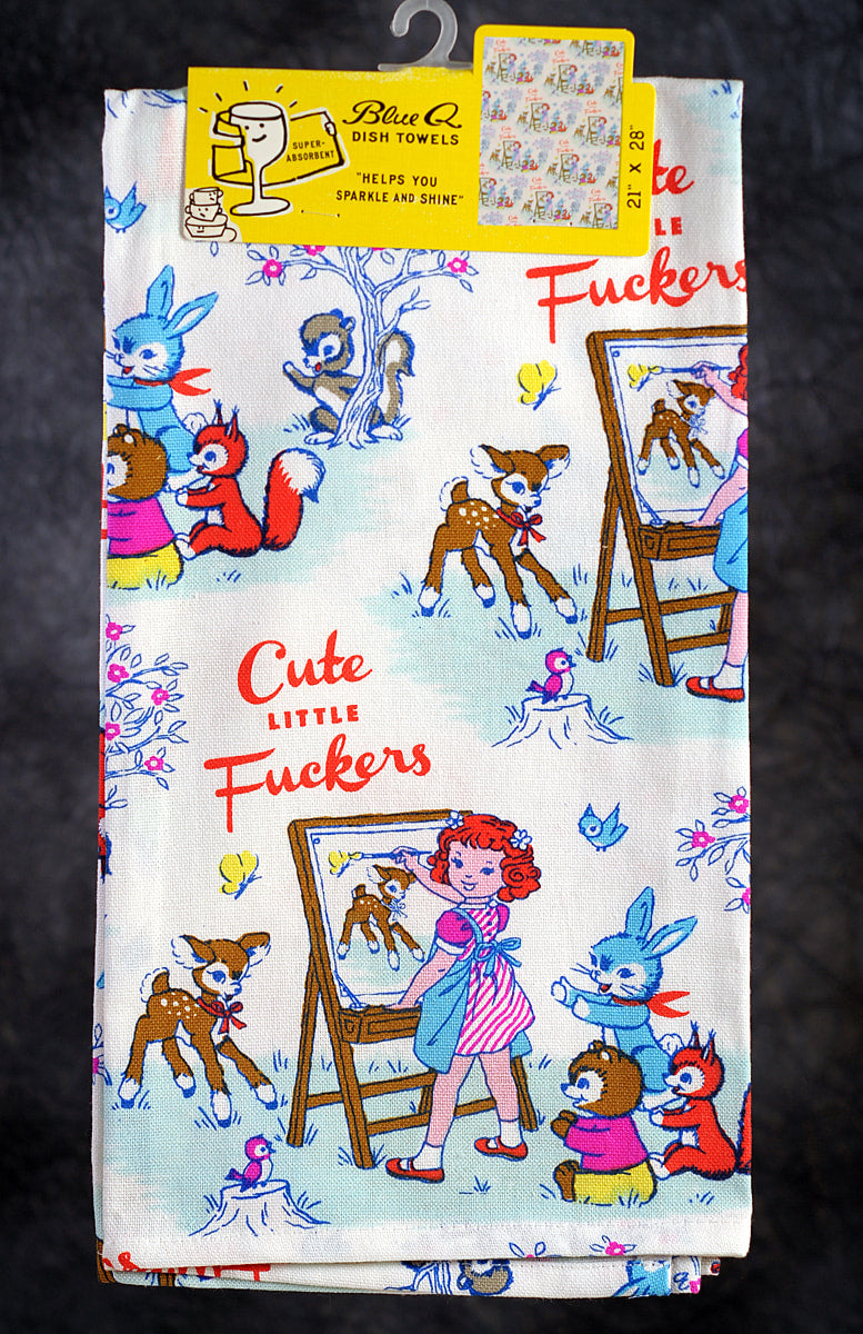 Blue Q Kitchen Towel - Screen Printed Cotton Kitchen Towel - Cute Little Fuckers