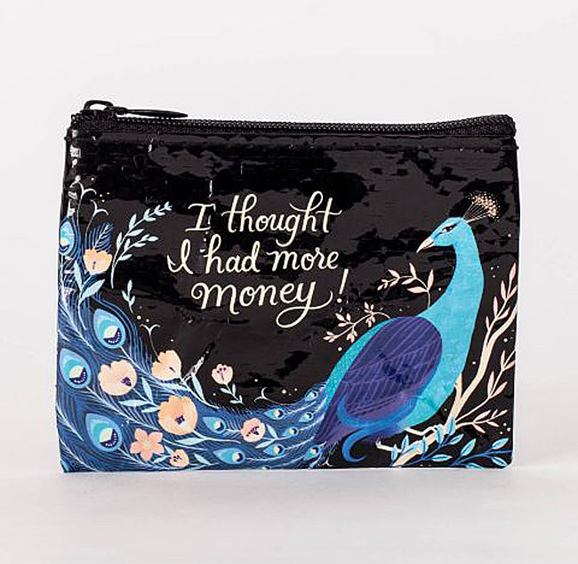 I had More Money - Recycled Coin Purse Blue Q