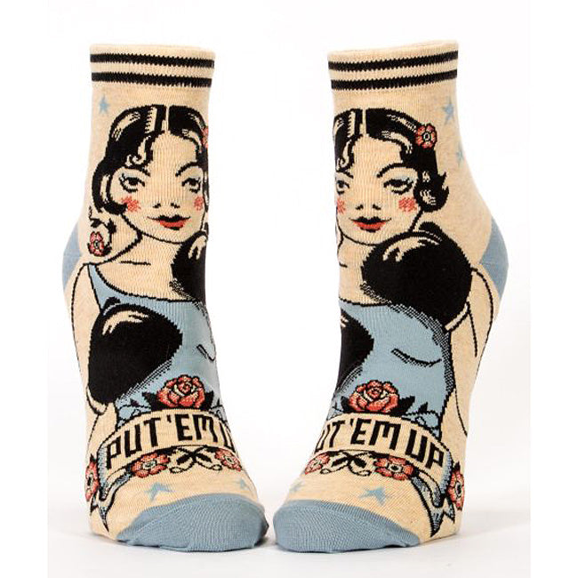 Women's Ankle Sock Put 'em Up- Blue Q