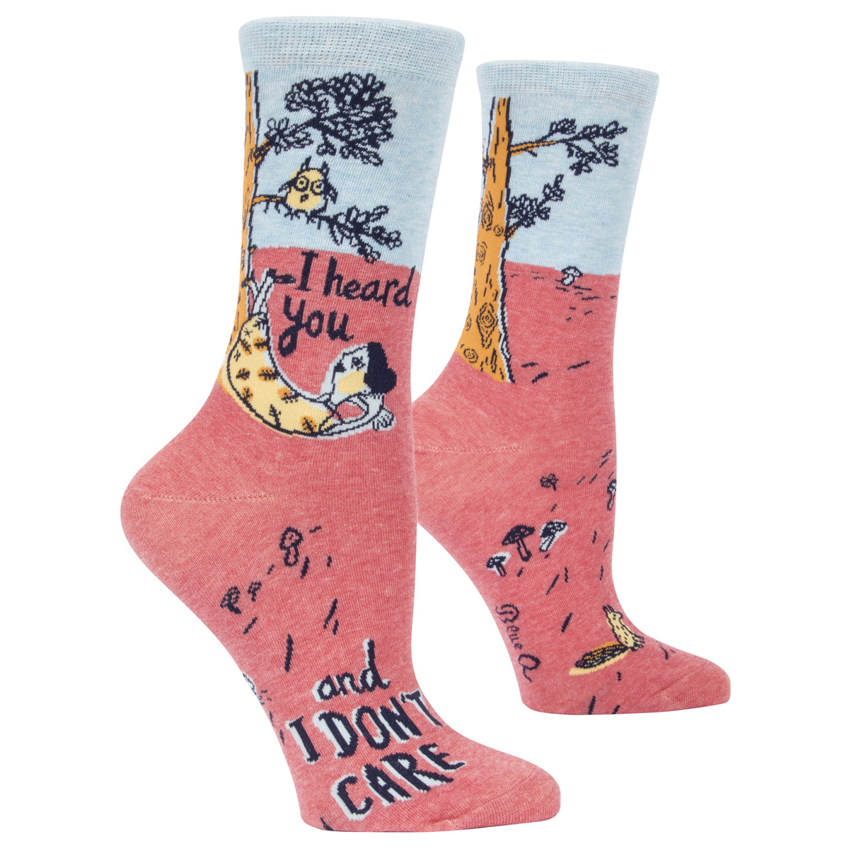 Women's Crew Socks - Heard you Don't Care - Blue Q