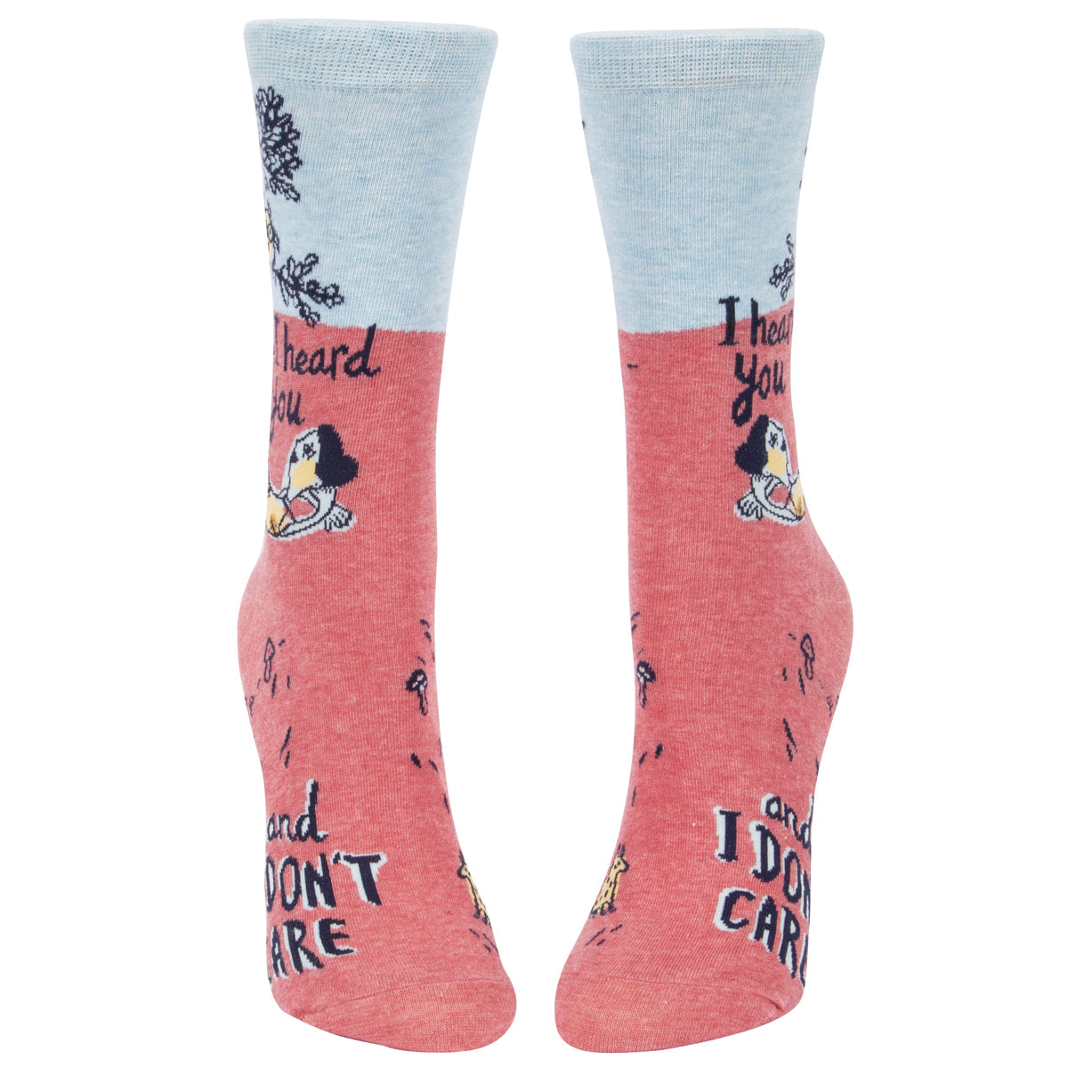 Women's Crew Socks - Heard you Don't Care - Blue Q