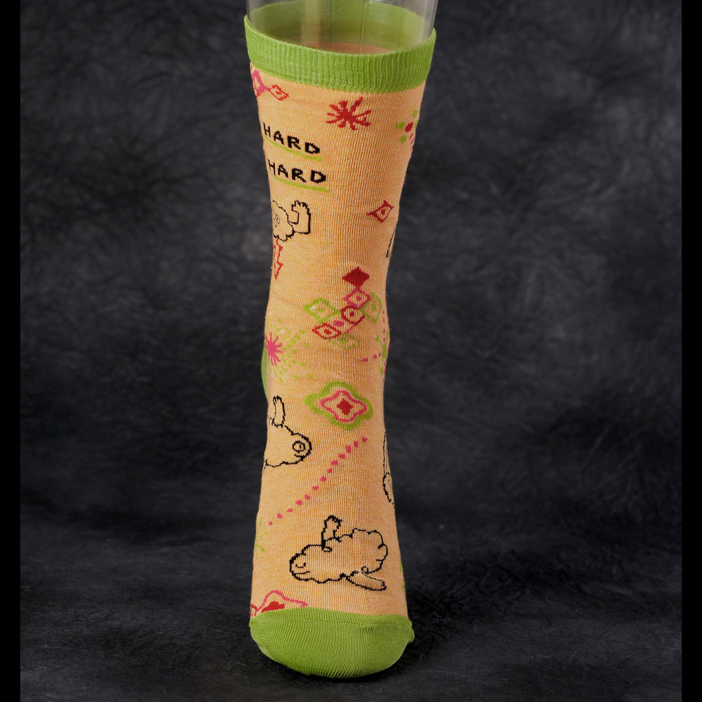 Women's Crew Socks - Work Hard Play Hard - Blue Q