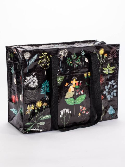 Blue Q shoulder Tote - Plant Study - Eco Recycled - Zippered With Pocket