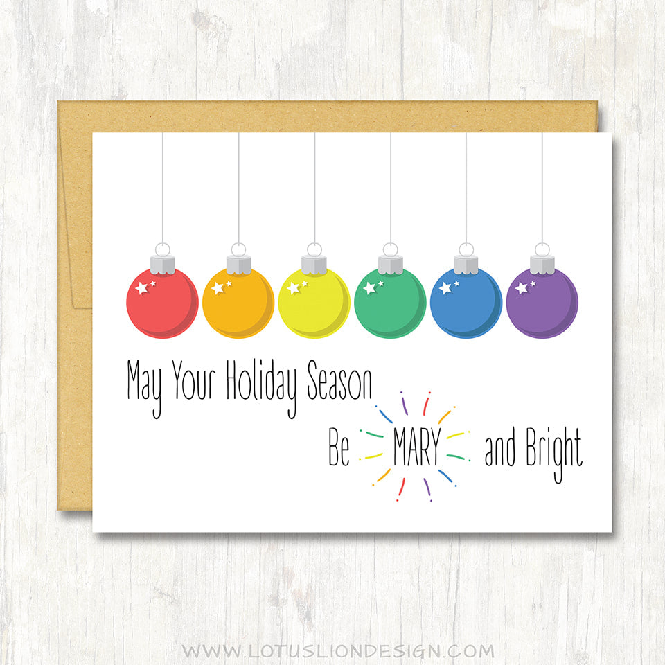 Mary and Bright single LGBT holiday card - single card or boxed set of 8