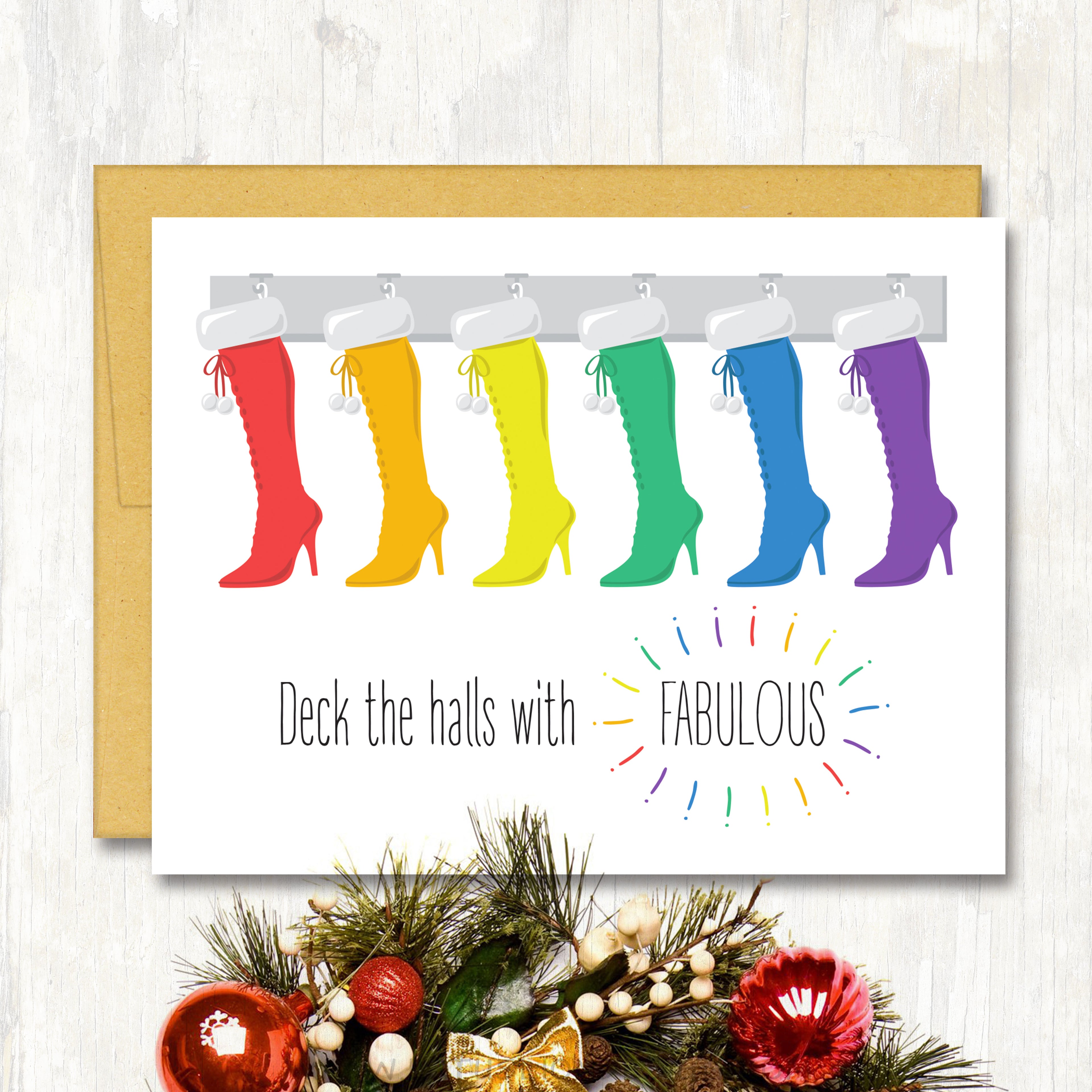 Deck The Halls With Fabulous - single holiday card or boxed 8 card set
