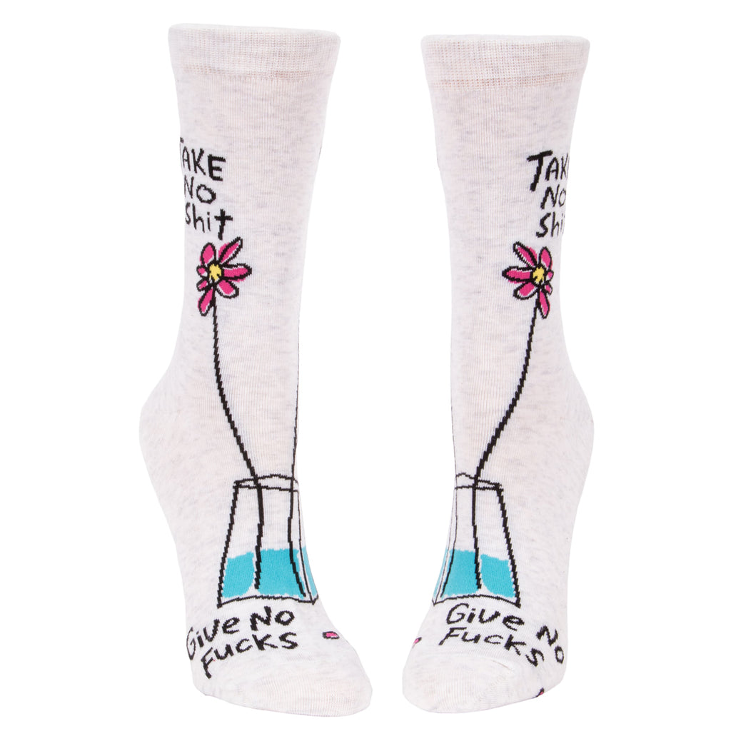 Take No Shit Give No Fucks  - Blue Q Women's Crew Socks