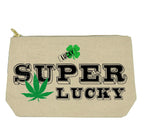 Super Lucky (with pot leaf and clover) canvas & lined Twisted Wares toiletries bag