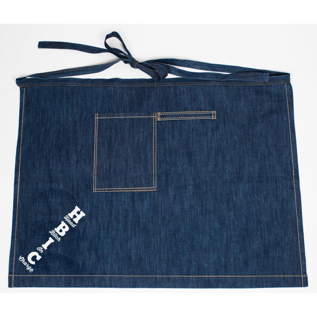 SALE: Twisted Wares Unisex Denim Half Apron:  HBIC Head Bitch in Charge