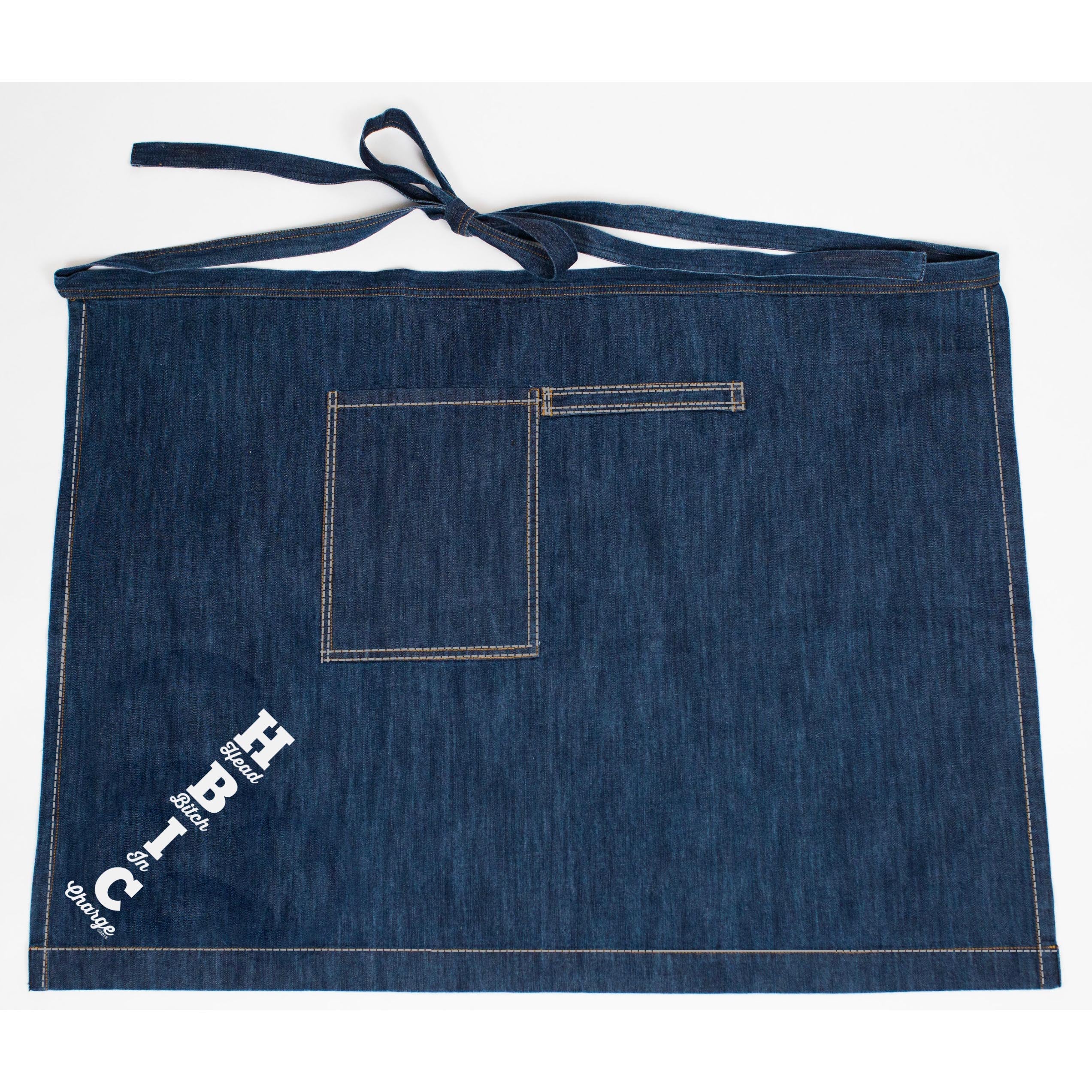 SALE: Twisted Wares Unisex Denim Half Apron:  HBIC Head Bitch in Charge