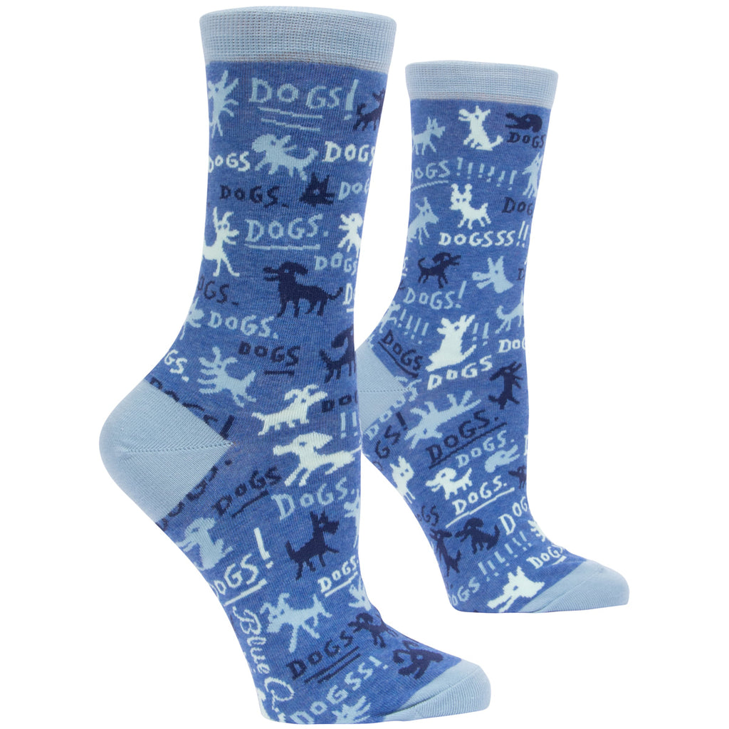 Women's Crew Socks -  DOGS - Blue Q