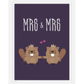 SALE:  Mrs. & Mrs. Lesbian beaver wedding card  by Peas & Cukes