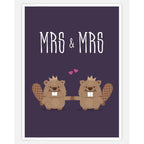 SALE:  Mrs. & Mrs. Lesbian beaver wedding card  by Peas & Cukes