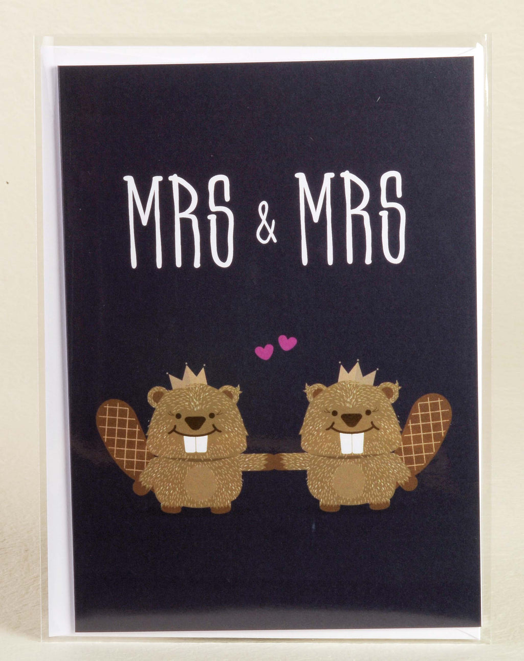 SALE:  Mrs. & Mrs. Lesbian beaver wedding card  by Peas & Cukes