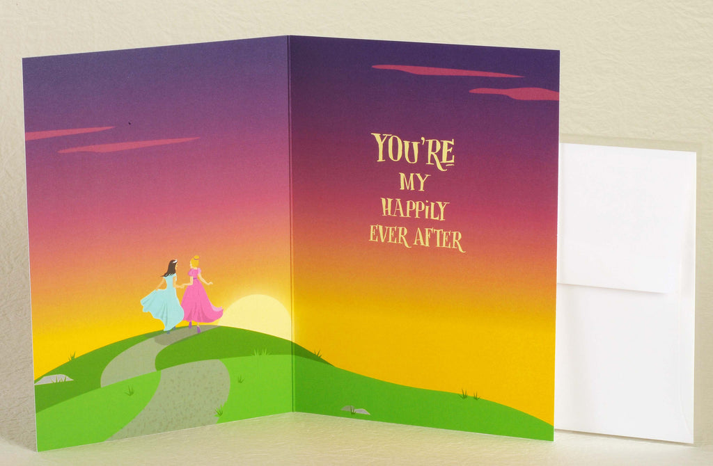 SALE:  Lesbian fairy tale love card - by Peas & Cukes